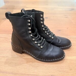 ZARA black leather combat boots